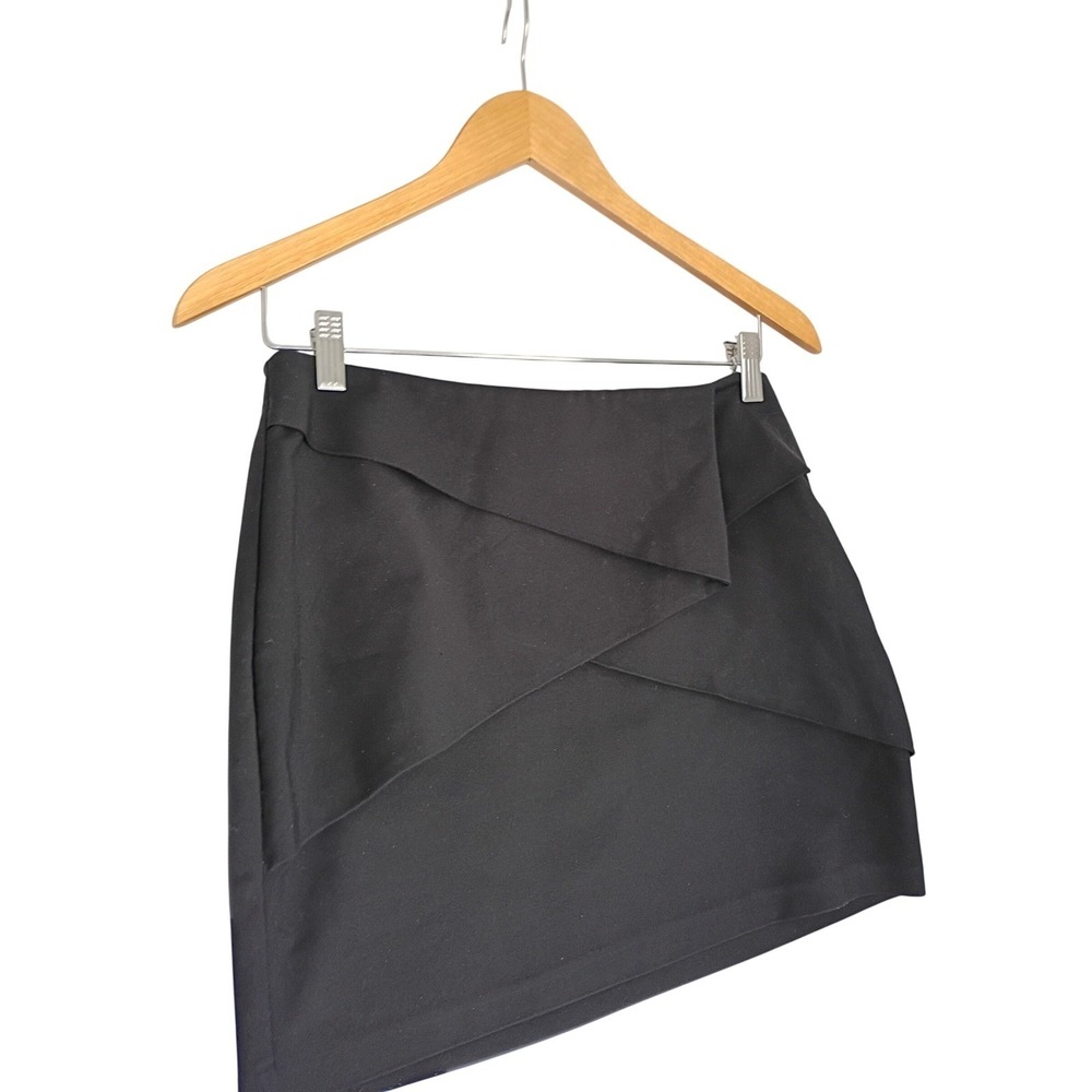 VTG Zara Basic Black Geometric Origami Mini Skirt Side Zip Waist 29 Fits S/M - Picture 2 of 10